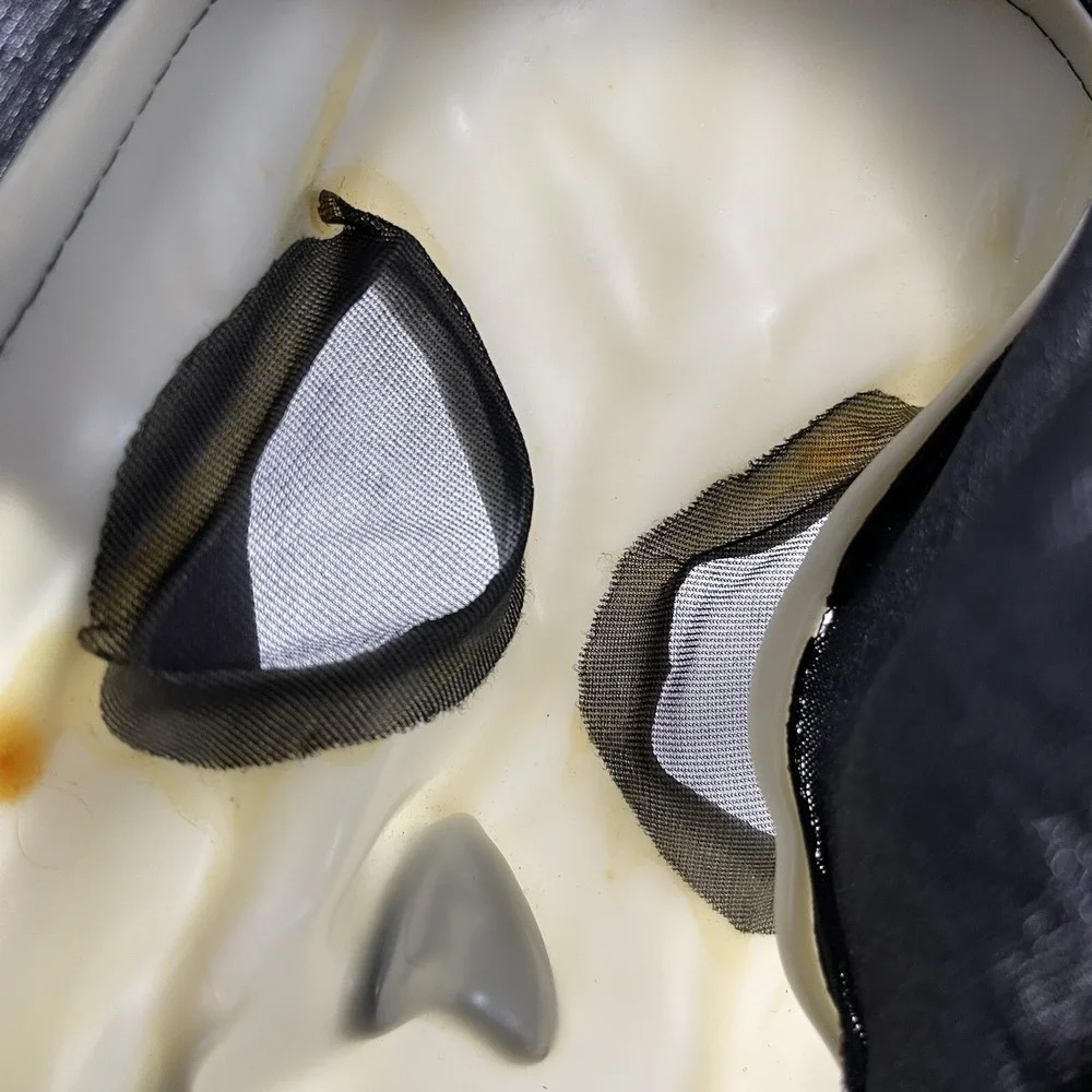 Vintage Ghostface Fun World Div Chin Stamp Scream Mask Hood Rare Smile Grin GLOW